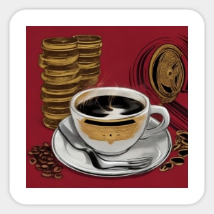 Coffee Cafe Vintage Retro Decaf French Press Sticker